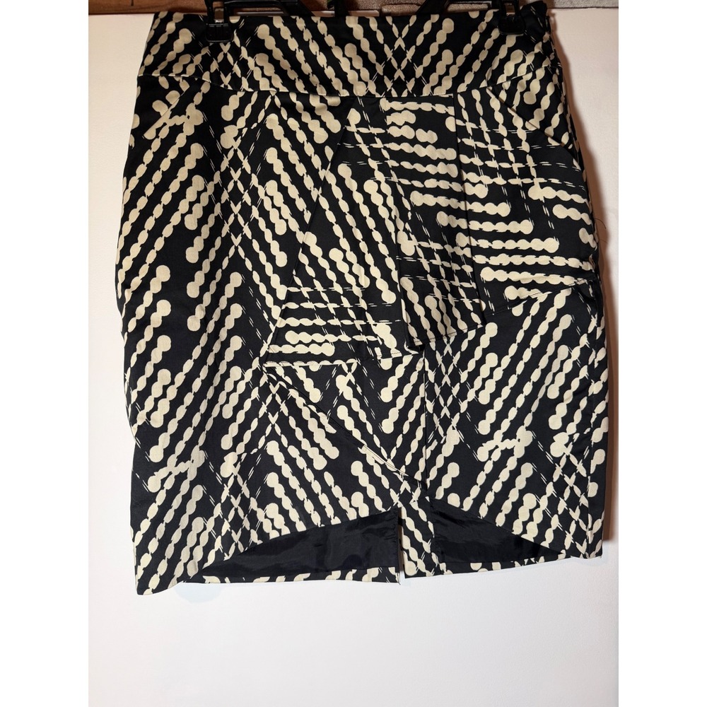 The Limited Abstract Geometric Print Pencil Skirt Black Tan Cotton Size 4 NWT